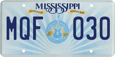 MS license plate MQF030