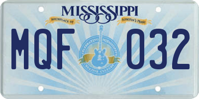 MS license plate MQF032
