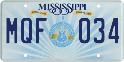 MS license plate MQF034