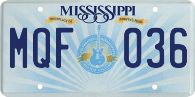 MS license plate MQF036