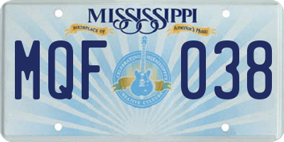 MS license plate MQF038