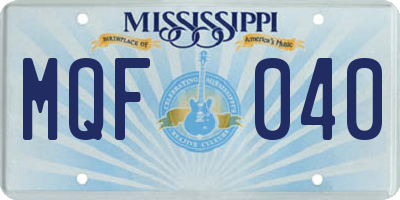 MS license plate MQF040