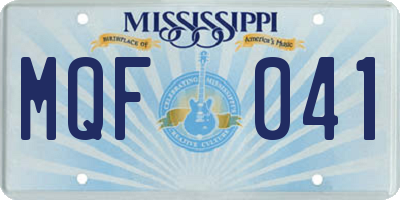 MS license plate MQF041