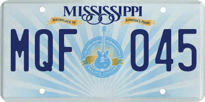 MS license plate MQF045