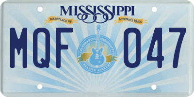 MS license plate MQF047