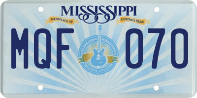 MS license plate MQF070