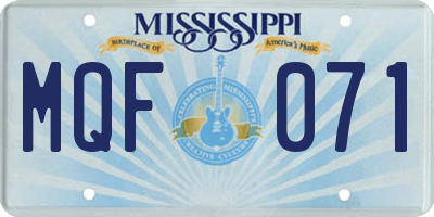 MS license plate MQF071