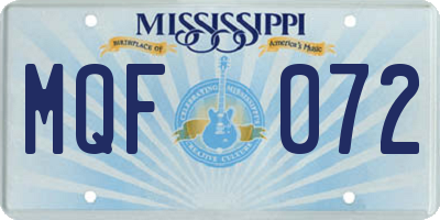 MS license plate MQF072