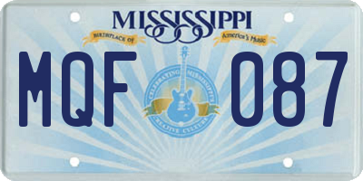 MS license plate MQF087