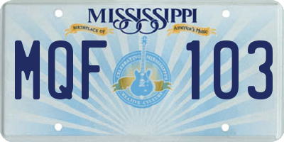 MS license plate MQF103