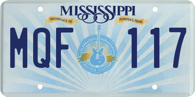 MS license plate MQF117