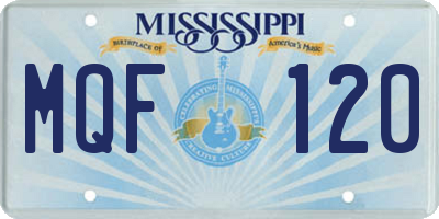 MS license plate MQF120