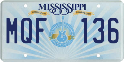MS license plate MQF136
