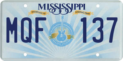MS license plate MQF137