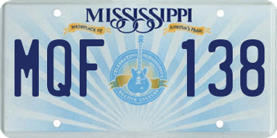 MS license plate MQF138