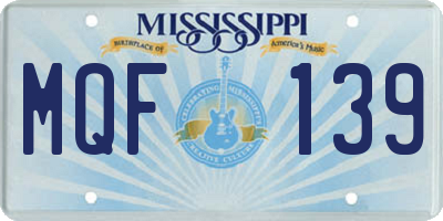 MS license plate MQF139
