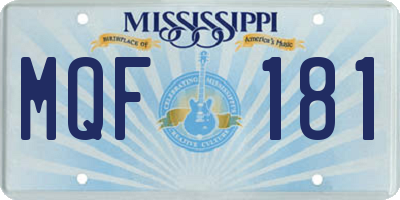 MS license plate MQF181