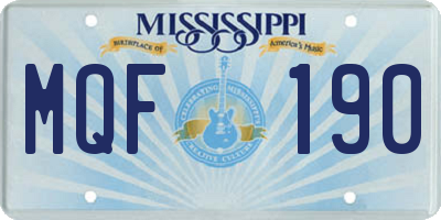 MS license plate MQF190