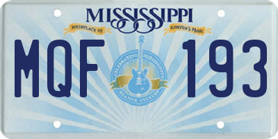 MS license plate MQF193