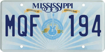 MS license plate MQF194