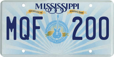 MS license plate MQF200