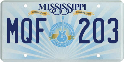 MS license plate MQF203