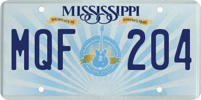 MS license plate MQF204