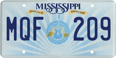 MS license plate MQF209
