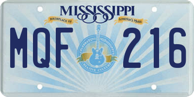 MS license plate MQF216