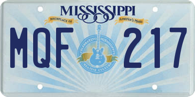 MS license plate MQF217