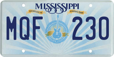 MS license plate MQF230