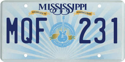 MS license plate MQF231