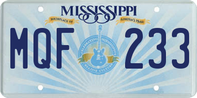 MS license plate MQF233