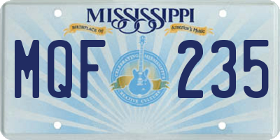 MS license plate MQF235