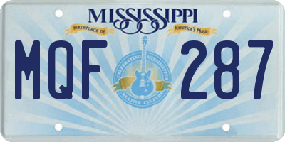MS license plate MQF287