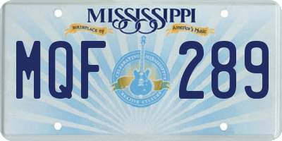 MS license plate MQF289