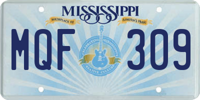 MS license plate MQF309