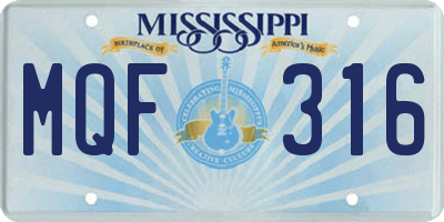 MS license plate MQF316
