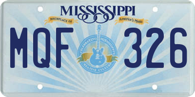 MS license plate MQF326