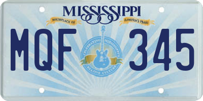 MS license plate MQF345