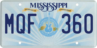 MS license plate MQF360
