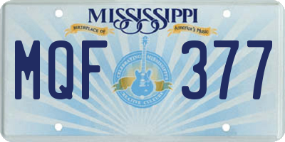 MS license plate MQF377
