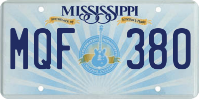 MS license plate MQF380