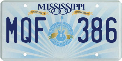 MS license plate MQF386