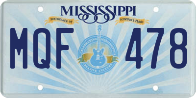 MS license plate MQF478
