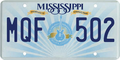 MS license plate MQF502
