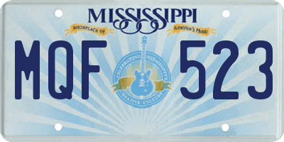 MS license plate MQF523