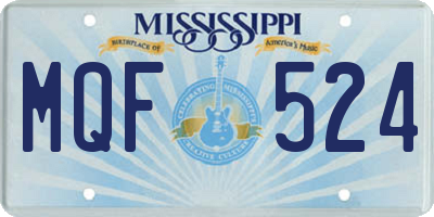 MS license plate MQF524