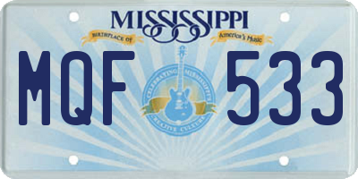 MS license plate MQF533