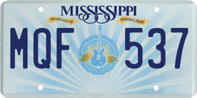 MS license plate MQF537